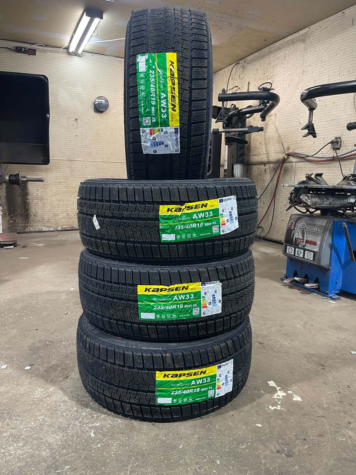 A set of Kapsen SnowShoes AW33 winter tires in 235/40R19 at Techtire, Ottawa