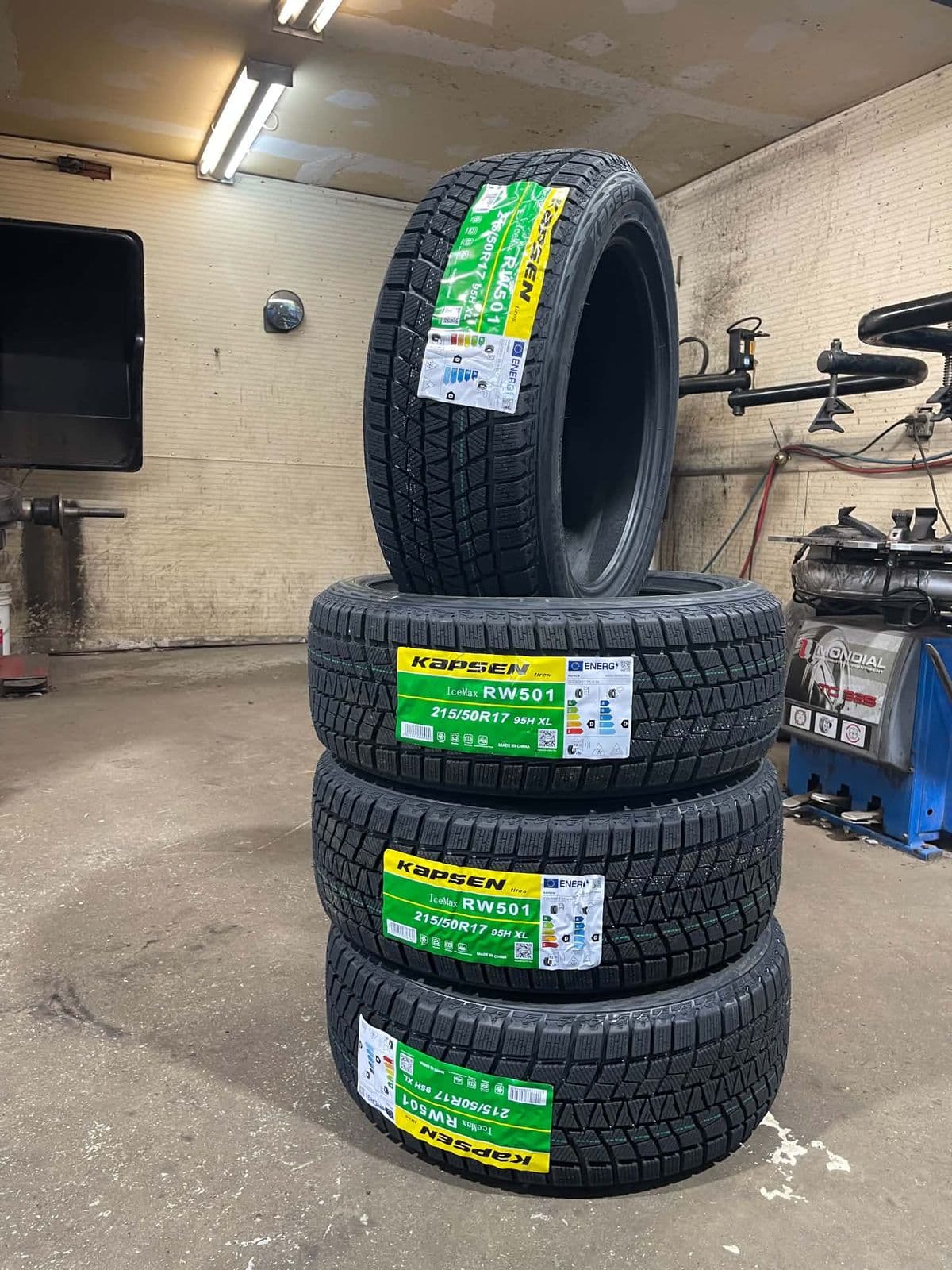 A set of Kapsen IceMax RW501 winter tires in 215/50R17 at Techtire, Ottawa