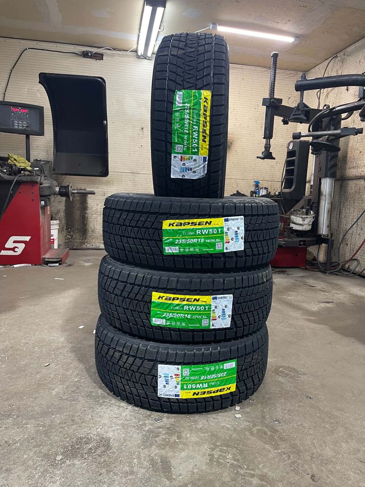 A set of Kapsen IceMax RW501 winter tires in 235/50R18 at Techtire, Ottawa